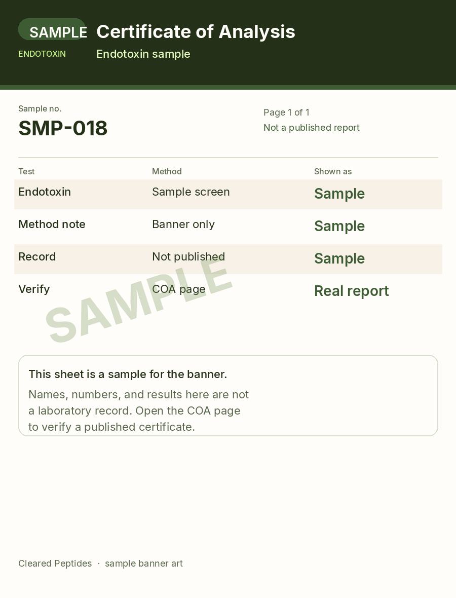 Sample endotoxin certificate