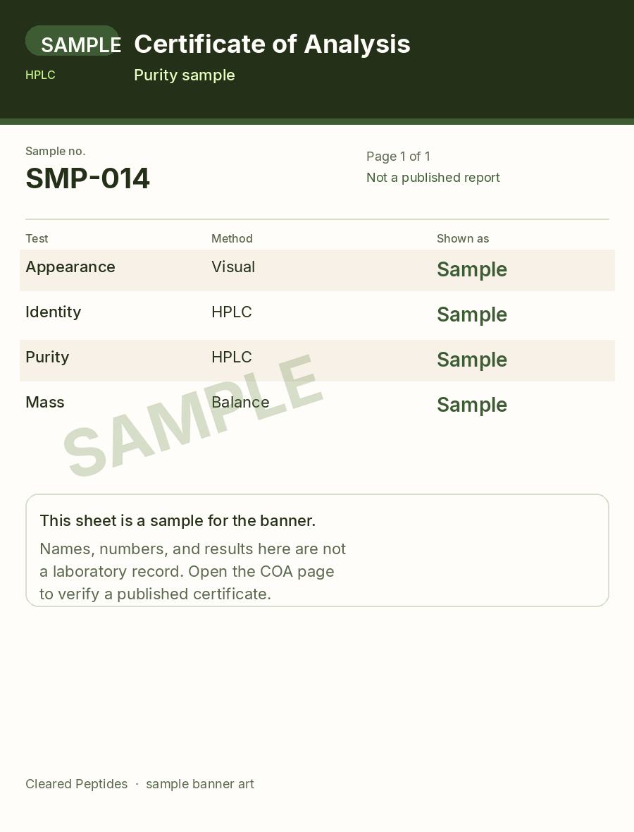 Sample purity certificate